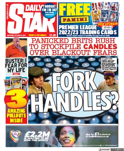 Daily Star Newspaper Front Page (UK) for 8 October 2022