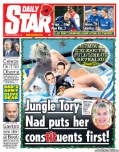 Daily Star (UK) Newspaper Front Page for 8 November 2012