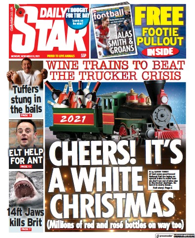 Daily Star Newspaper Front Page (UK) for 8 November 2021