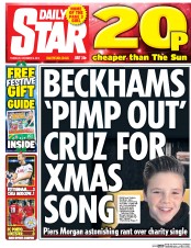 Daily Star (UK) Newspaper Front Page for 8 December 2016
