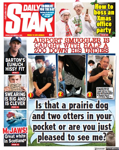 Daily Star Newspaper Front Page (UK) for 8 December 2023