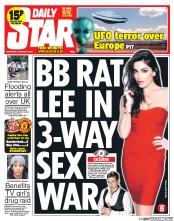 Daily Star (UK) Newspaper Front Page for 8 January 2014
