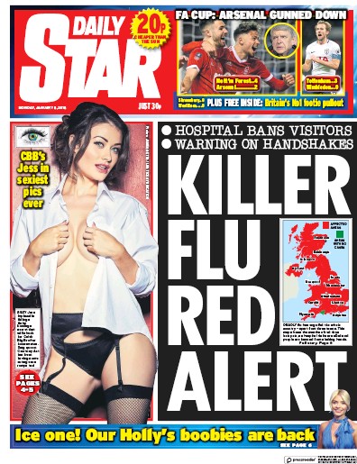 Daily Star Newspaper Front Page (UK) for 8 January 2018