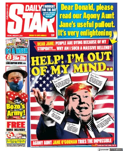 Daily Star Newspaper Front Page (UK) for 8 January 2021