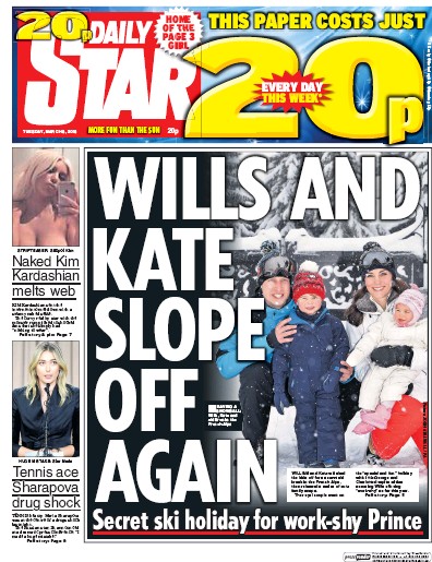 Daily Star Newspaper Front Page (UK) for 8 March 2016