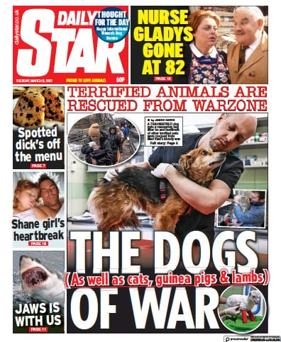 Daily Star Newspaper Front Page (UK) for 8 March 2022