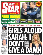 Daily Star (UK) Newspaper Front Page for 8 April 2013
