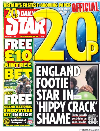 Daily Star Newspaper Front Page (UK) for 8 April 2016