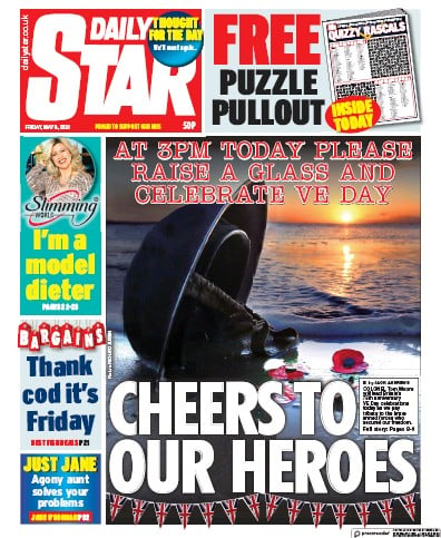 Daily Star Newspaper Front Page (UK) for 8 May 2020