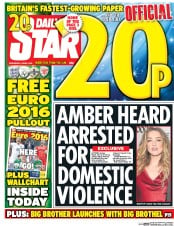 Daily Star (UK) Newspaper Front Page for 8 June 2016