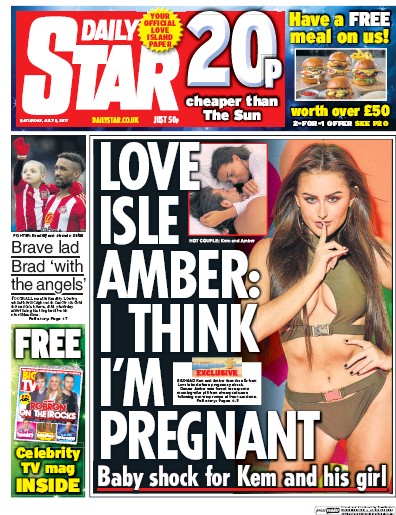 Daily Star Newspaper Front Page (UK) for 8 July 2017