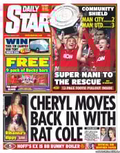 Daily Star (UK) Newspaper Front Page for 8 August 2011