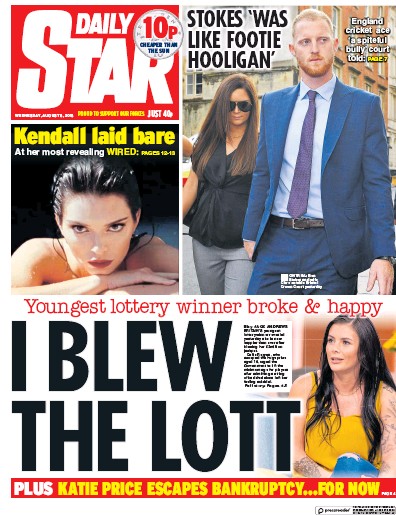 Daily Star Newspaper Front Page (UK) for 8 August 2018