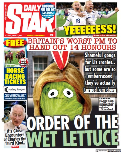Daily Star Newspaper Front Page (UK) for 8 August 2023