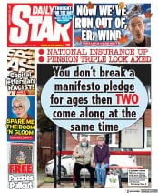 Daily Star (UK) Newspaper Front Page for 8 September 2021