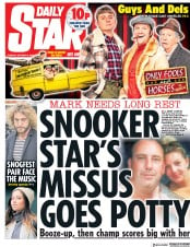 Daily Star (UK) Newspaper Front Page for 9 October 2018