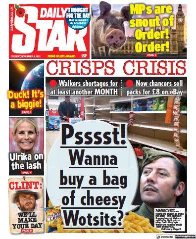 Daily Star Newspaper Front Page (UK) for 9 November 2021