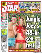 Daily Star (UK) Newspaper Front Page for 9 December 2013
