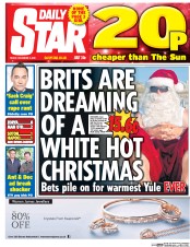 Daily Star (UK) Newspaper Front Page for 9 December 2016