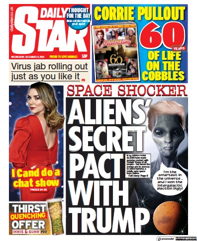 Daily Star Newspaper Front Page (UK) for 9 December 2020