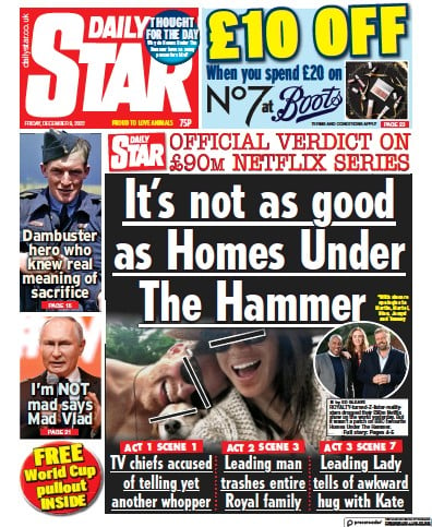 Daily Star Newspaper Front Page (UK) for 9 December 2022