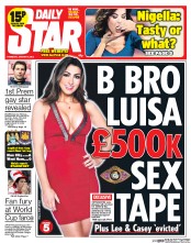 Daily Star Newspaper Front Page (UK) for 9 January 2014