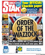 Daily Star (UK) Newspaper Front Page for 9 February 2023