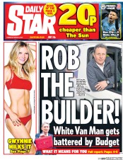 Daily Star (UK) Newspaper Front Page for 9 March 2017