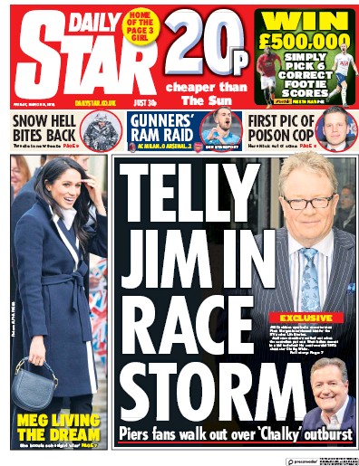 Daily Star Newspaper Front Page (UK) for 9 March 2018