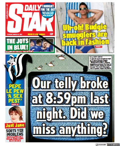 Daily Star Newspaper Front Page (UK) for 9 March 2021