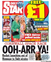 Daily Star (UK) Newspaper Front Page for 9 April 2022