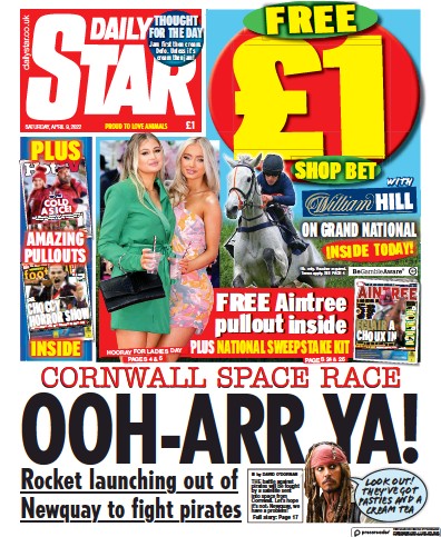 Daily Star Newspaper Front Page (UK) for 9 April 2022