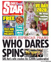 Daily Star (UK) Newspaper Front Page for 9 May 2020