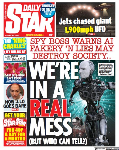 Daily Star Newspaper Front Page (UK) for 9 May 2023