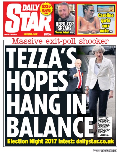 Daily Star Newspaper Front Page (UK) for 9 June 2017