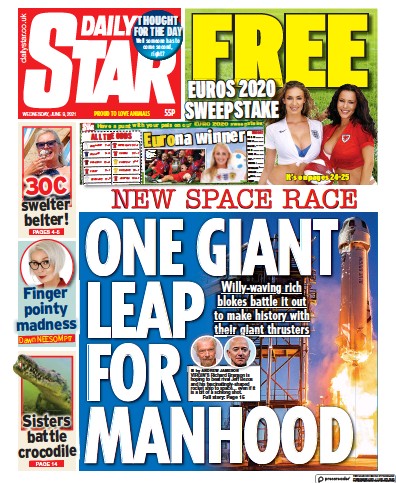 Daily Star Newspaper Front Page (UK) for 9 June 2021