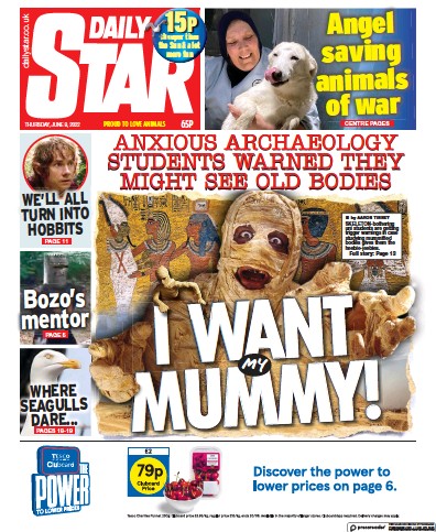 Daily Star Newspaper Front Page (UK) for 9 June 2022