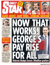 Daily Star (UK) Newspaper Front Page for 9 July 2015