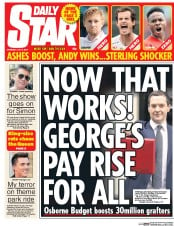 Daily Star Newspaper Front Page (UK) for 9 July 2015