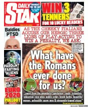 Daily Star (UK) Newspaper Front Page for 9 July 2021