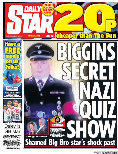 Daily Star Newspaper Front Page (UK) for 9 August 2016