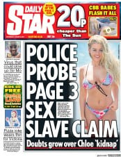 Daily Star (UK) Newspaper Front Page for 9 August 2017