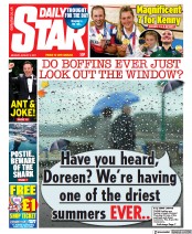 Daily Star (UK) Newspaper Front Page for 9 August 2021
