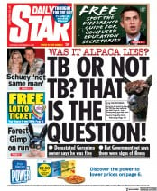 Daily Star (UK) Newspaper Front Page for 9 September 2021
