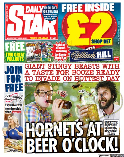 Daily Star Newspaper Front Page (UK) for 9 September 2023