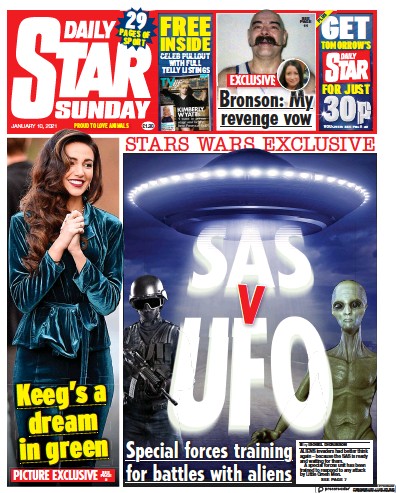 Daily Star Sunday Newspaper Front Page (UK) for 10 January 2021