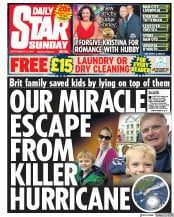 Daily Star Sunday (UK) Newspaper Front Page for 10 September 2017