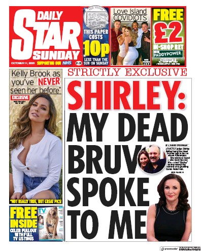 Daily Star Sunday Newspaper Front Page (UK) for 11 October 2020
