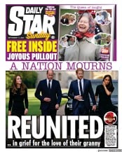 Daily Star Sunday front page for 11 September 2022