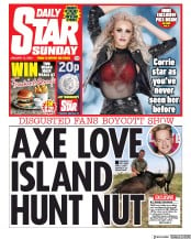 Daily Star Sunday (UK) Newspaper Front Page for 12 January 2020